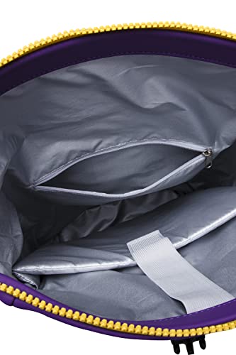 X RAY Roll Top Laptop Backpack for Men Women, PU Leather Expandable Roll Up Backpack Capacity Adjustable 22L & Fits 15.6" Laptop, Purple/Yellow - color: Purple/Yellow