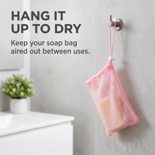 6Pcs Random Color Exfoliating Mesh Soap Pouch Bubble Foam Net Bag for Body Facial Cleaning Tool,for Shower Saver Pouch Drawstring Foaming Net Soap Bag Used Repeatedly Easy to Store Cleansers
