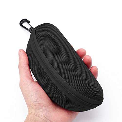 3pcs Zipper Hard Shell Sunglasses Case and Eyeglasses Case Portable Travel Glasses Case with Plastic Hook - color: Black