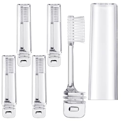 Patelai 4 Pcs Travel Toothbrush Mini Foldable with Case,Clear - color: Clear