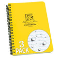 Rite in the Rain Weatherproof Side Spiral Notebook, 4.625" x 7", Yellow Cover, Universal Pattern, 3 Pack (No. 373L3) - color: Yellow, size: 3 Pack, style: Universal