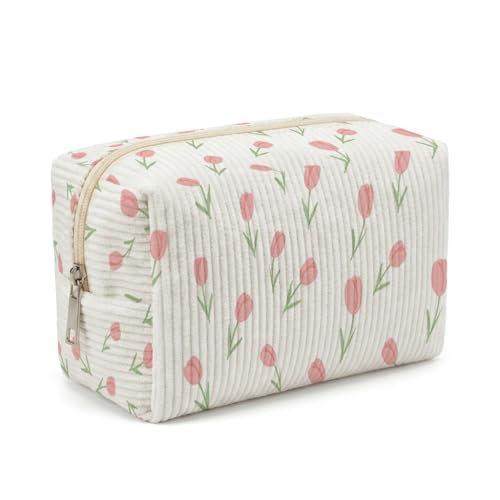 Portable Makeup Organizer for Skincare Hygiene Purse Brushes Lipstick Nail Polish,Toiletry Kit for Women,Cute Makeup Bag & Travel Essentials (Tulip) - color: Tulip