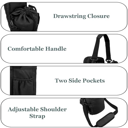 Water Bottle Holder with Strap, 32/40oz Insulation Water Bottle Carrier Bag with Phone Pocket, Water Bottle Sling Bag Crossbody Water Bottle Holder for Hiking Walking - color: Black