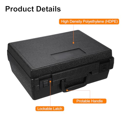 HARFINGTON Hard Carry Case 13.6" High-Density Polyethylene Empty Tool Box Rust & Weather-Resistant Blow Forming Tool Case for Household Workshop Car - size: 13.6"