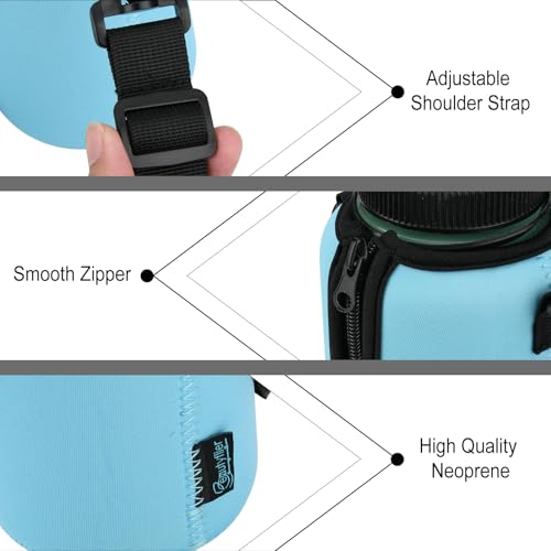 Beautyflier Neoprene Water Bottle Sleeve Insulator Cooler, Compatible with Nalgene Water Bottle 32 OZ, with Adjustable Shoulder Strap for Hydro Flask Wide Mouth 32oz, etc. (Light Blue) - color: Light Blue