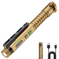 EDC Flashlight Rechargeable,800 Lumen Small Flashlight with Magnetic Clip & Base, 11 Modes LED Flashlight,Glass Breaker&Bottle Opener, USB-C Flashlight for Working,Home and Emergency - color: Yellow