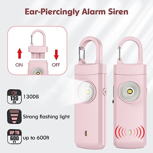 Rechargeable Personal Alarm for Women - Birthday Gifts for Women, Daughter, College Student, Teen Girl, Elders, Kids, Siren Alarm, USB Charging, Dark Pink - color: Dark Pink
