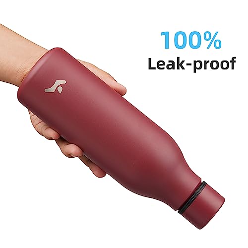 Konokyo 18 oz Insulated Stainless Steel Metal Water Bottle with Strap - color: Brick Red, size: 18 Ounces