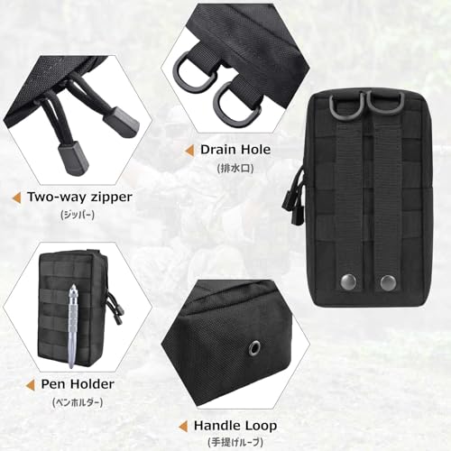 Azarxis Molle Pouches, Tactical Compact EDC Small Utility Pouch Waist Bags Sundries Storage Admin Organize Gear Gadget for Military Backpack - color: #01 Green - 8.28"x4.33" - 2 Pack