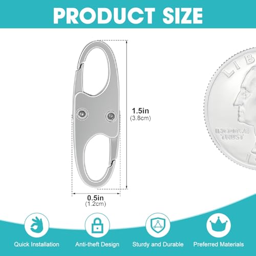 8 Pcs Lpuioey Anti Theft Zipper Clips, Double Opening Small Carabiner Clips, Zinc Alloy Zipper Pull Replacement for Backpack, Luggage, Purse, Suitcase, Travel Essentials & Security Accessories, Silver - color: Silver(8)