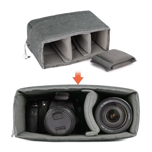 Koolertron Waterproof DSLR Camera Bag with Removable Insert, Adjustable Compartments, Fits in Camera Bags - Protective Case for DSLR/SLR Cameras & Accessories - color: Gray Green