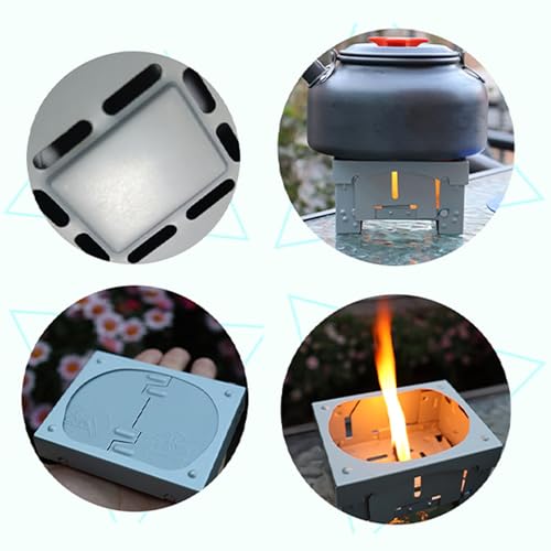 Foldable Camping Stove,Portable Solid Fuel Stove,Compact Lightweight Backpacking Alcohol Stove,Collapsible Mini Camp Stove for Hiking Cooking Picnic Emergency Survival Outdoor Adventures