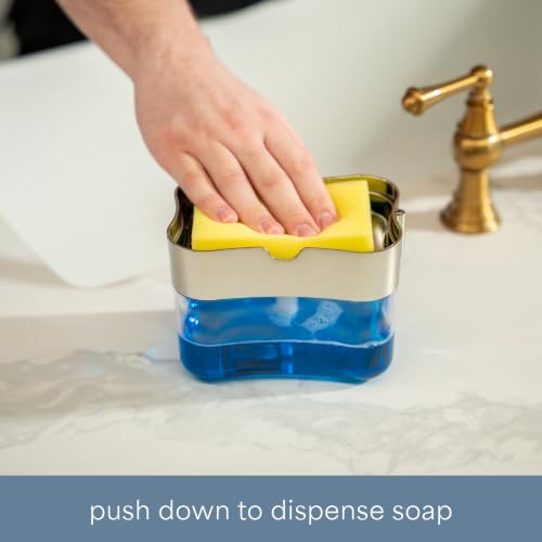 S&T INC. Dish Soap Dispenser and Sponge Holder, Metallic Silver - color: Metallic Grey