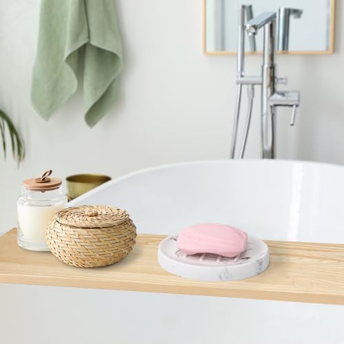 Resin Soap Dish Bathroom,Marble Look Soap Holder for Shower,Soap Tray for Kitchen Sink(Marble White) - color: Marble White, size: 1 Pack