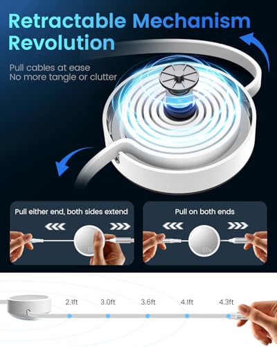 CAFELE 100W Multi Charging Cable, 6-in-1 Retractable USB C/A Cable, 5A Fast Charger Cord for Multiple Devices with Type C/L/Micro Ports for Phone 17 16 15 14 Pro Max, S24/S23, MBook, Pad (3.6ft) White - color: White