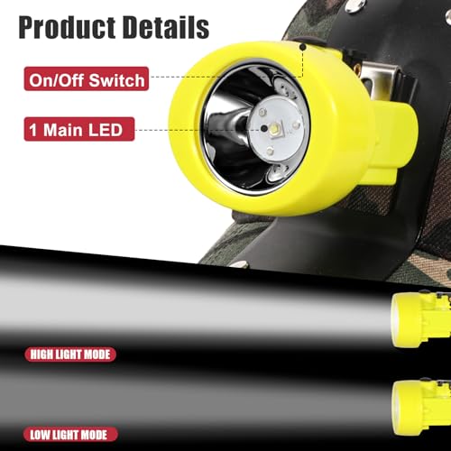 High Lumens LED Mining Headlamp with Hat - Waterproof, Durable, Long-Lasting Rechargeable Headlight, Adjustable Strap, Perfect for Miners Camping Hiking (KL3.0 Yellow with Hat) - color: KL3.0 Yellow with Hat
