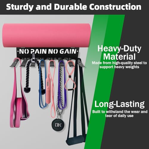 Home Gym Accessories Organization Storage Rack Equipment For Home 8 Hook Wall Hanger Display Gear Barbells Resistance Bands Jump Ropes Lifting Belt Hanger Accessories Hardware Included - color: Yoga Rack