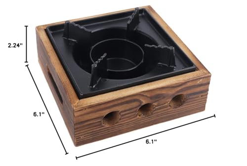 Alcohol Stove Iron & Wooden Portable Square Commercial Solid Stove Household Stove for Home Outdoor BBQ Camping