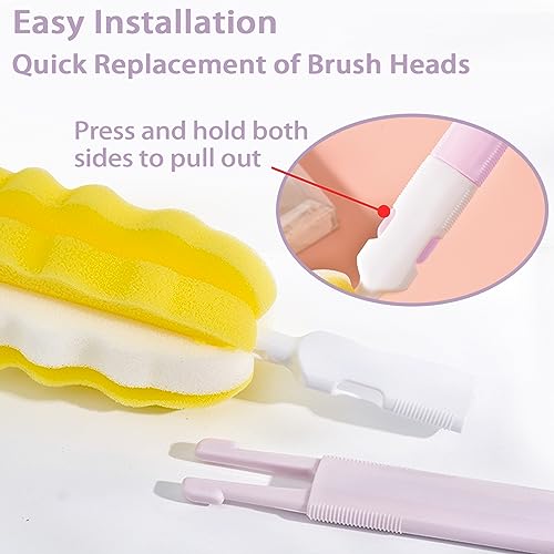 INVODA Bottle Brush 4Pack Long Handle Cup Cleaner Brush Whit Straw Brushes 4Pack Sponge Bottle Scrubber Detachable Handle Cup Cleaning Brush for Baby Bottle Clean Mugs (4 PCS+Straw Brushes 4PCS) - color: 4 Bottle Brush+4 Straw Brush