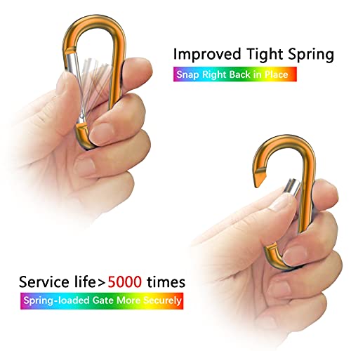 sprookber 3" Aluminum Carabiner D Ring, Caribeener Clips, Spring Snap Hook for Keychain Clip, Set of 10 - color: Gold