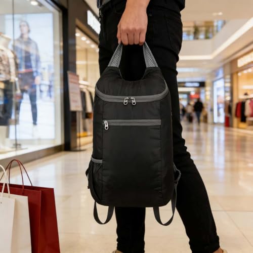 Lightweight Foldable Travel Packable Backpack,Casual Large Capacity Daypack | Lightweight Hiking Backpack for Travel, Hiking, Outdoor Adventures, and Daily Use(Black)