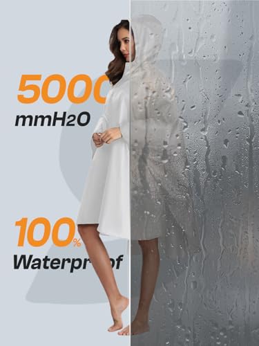 SaphiRose Adult Rain Poncho Waterproof Hooded Zipper Raincoat with Pockets - color: Beige
