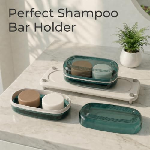 AIMAIAIMAI Shampoo Bar Holder Travel Case for Two Bars, Large Soap Container for Bathroom or Travel (Blue Style A-Large) - color: Blue Style A-large