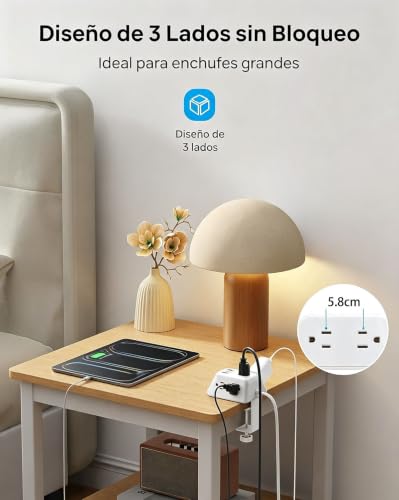 TROND Desk Clamp Power Strip, Desk Mount Charging Station with 5 AC Outlets | Surge Protector with 3 USB Ports, Fit 1.97in Tabletop Edge Thick, 6FT Flat Extension Cord for Home Office Accessories, White - color: White, size: 6FT (2U1C)
