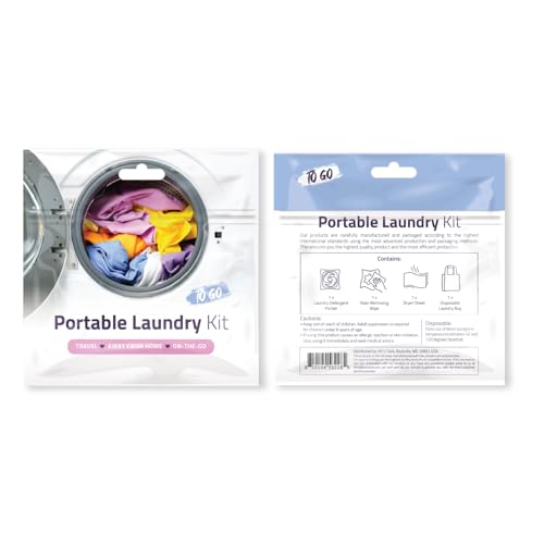 Portable Laundry Kit – Travel Clothes Cleaning Essentials with Liquid Detergent, Stain Remover Wipe, Dryer Sheet & Laundry Bag – Bulk Supply for Motels, Camping & Charities (3 Packs) - size: 0.25 Fl Oz (Pack of 3)