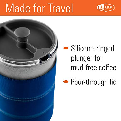 GSI Outdoors, 30 Fl Oz JavaPress, French Press Coffee Maker for Camping and Travel, Blue - color: Blue