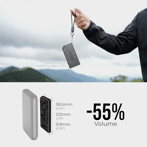 FLEXTAILGEAR 10000mAh Power Bank, Outdoor Portable Power Bank | Lightweight Outdoor Travel Fast Charging Carbon Fiber, Slim USB-C Portable Charger Battery Pack for Phones - size: 10000mAh-0.39in