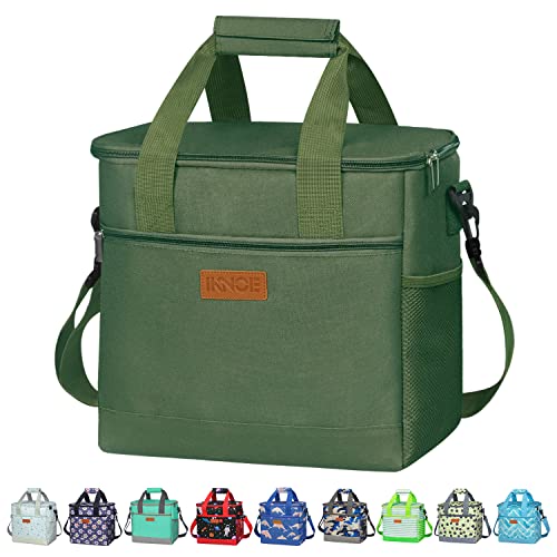 iknoe 24 Can Insulated Cooler Bag, Leakproof Lunch Box Militarygreen - color: Military Green, size: Large