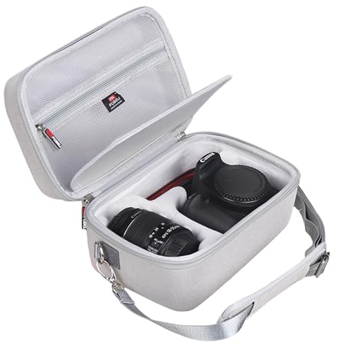 FBLFOBELI EVA Camera Case for Canon EOS Rebel T7/T8i/T5/R50/R100 | Hard EVA Shell, Shockproof & Water-Resistant, Custom Molded Interior, Detachable Shoulder Strap, Travel Storage Bag, Gray - color: Gray