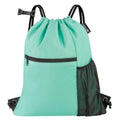 HOLYLUCK Men & Women Outdoor Sport Gym Sack Waterproof Drawstring Backpack Bag (Standard With Drawstring, Mint Green) - color: Mint Green, style: Standard With Drawstring