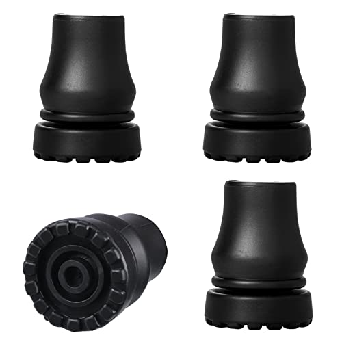 4Pcs Cane Tips 3/4 Inch Heavy Duty Rubber Cane Tips, Anti Slip TPR Replacement Rubber Tips for Canes, Walking Sticks, Hiking Stick, Seniors Crutches Black