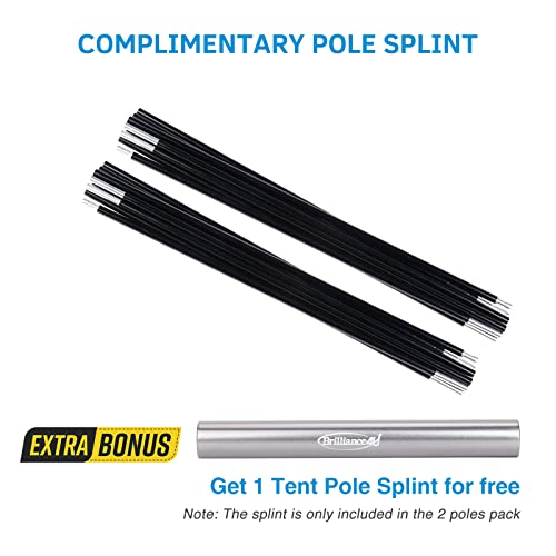 Aluminum Tent Poles Replacement, Black Pre-Assembled Tent Pole, 7001 T6 Heated Camping Tent Rod - color: 16ft 4.4 in 2 Poles
