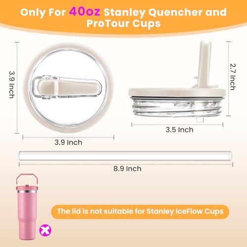 2 Pack Detachable Flip Straw Lid Replacement 40 oz for 40oz Stanley Quencher H2.0 Tumbler | Stanley Cup Accessories | Flip Top | Deep Cleaning | Leakproof | BPA Free | No Tool (Black, Purple) - color: Black/Purple, size: 40oz