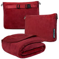 PAVILIA Travel Blanket Pillow, Soft Airplane Blanket 2-in-1 Combo Set, Plane Blanket Compact Packable, Flight Essentials Car Pillow, Travelers Gifts Accessories, Luggage Backpack Strap, 60x43 Red - color: Wine