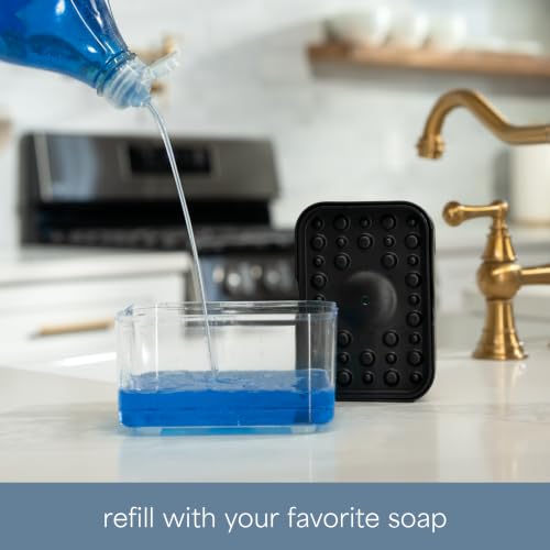 S&T INC. Dish Soap Dispenser and Sponge Holder, Matte Black - color: Matte Black