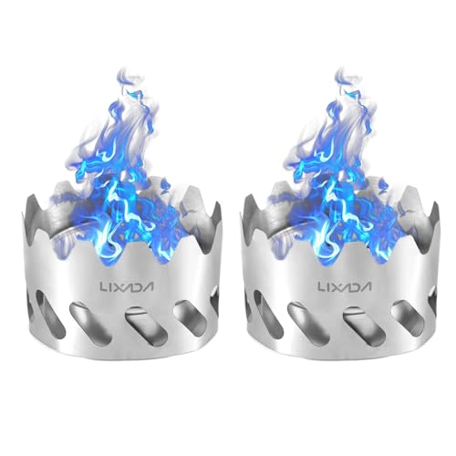 80ml Mini Backpacking Stove, Alcohol Burner with Small Stainless Steel Windshield Portable Camp Pocket Stove for Camping Hiking Survival (2PCS)