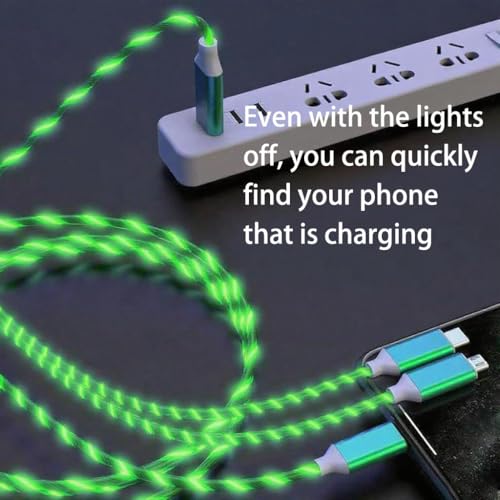 IHAO Multi Connectors Fast Charging Cable 3 Combinations in One Cable USB A to USB C/Micro USB Cord Lighted Up LED Flowing Compatible with Most of Electric Device-47 Inches Green - color: 3 Combinations Green