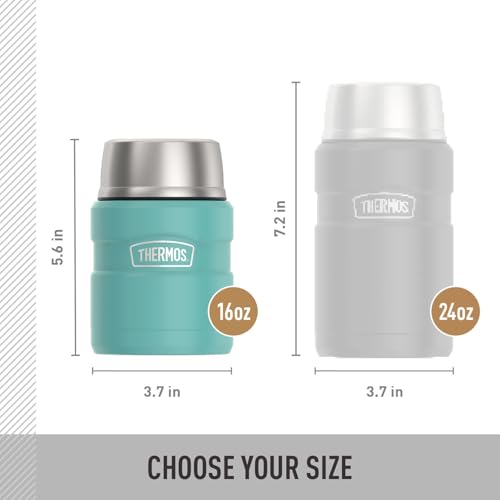THERMOS Stainless King Food Jar with Spoon, 16oz, Matte Teal - color: Matte Teal, size: 16 Ounce