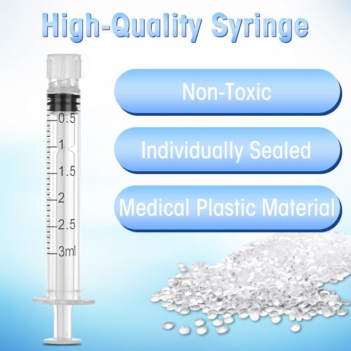 20 Pack 3ml/cc Luer Lock Syringe with Caps, Plastic Syringe without Needle for Liquid, Sterile Individually Wrapped - style: 3mL