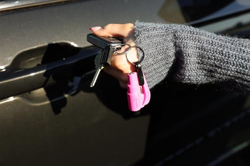 resqme The Original Emergency Keychain Car Escape Tool, 2-in-1 Seatbelt Cutter and Window Breaker, Made in USA, Rainbow Pack 10 Colors - Compact Emergency Hammer