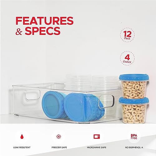 Tafura 4 oz Food Storage Containers, 12 Pack, Twist Top, BPA-Free - color: 12 PACK - 4 OZ - BLUE