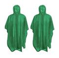 RAIN GUARD 10 Mil Vinyl Rain Poncho with Hood | Expanded 50" x 80" | Reusable Waterproof Protection | Adult Size | 2 Pack - color: Green