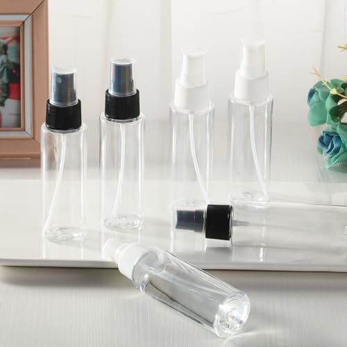 Small Spray Bottles 6Pack 2.7oz Plastic Travel Bottle Set for Hair | Fine Mist Empty Squirt Bottles Leakproof TSA Approved Refillable Liquid Containers for Face Toner Cosmetics Cleaning Plants