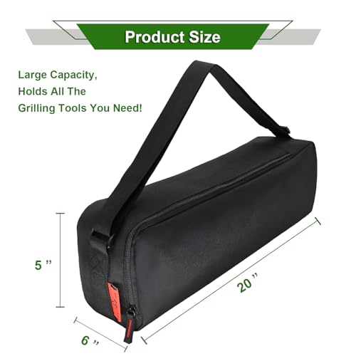 Grill Tool Organizer, BBQ Tool Storage Bag - 20" Heavy-Duty Storage Bag Waterproof 600D Oxford, Folding Design Gift for Camping, Tailgates, Outdoor BBQ Parties (20" Lx6 Wx5 H) - style: 20"lx6"wx5"h