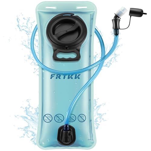 FRTKK 2L/3L Hydration Bladder, Leak Proof Water Bladder for Hydration Pack, BPA Free Wide Opening Ergonomic Shape Water Reservoir for Running Hiking Cycling Camping - color: Blue - 3L