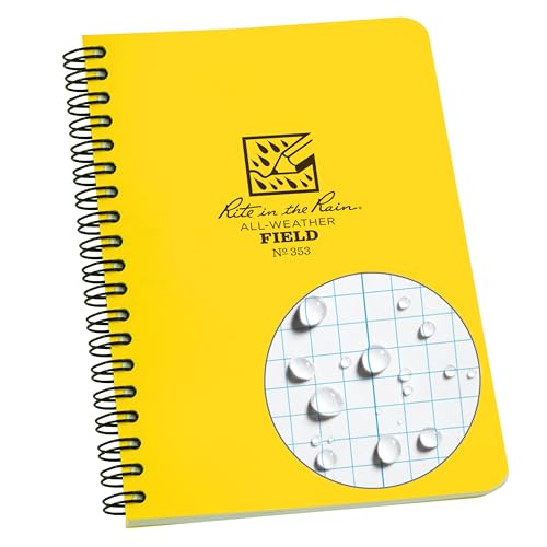 Rite in the Rain Weatherproof Side Spiral Notebook, 4.625" x 7", Yellow Cover, Field Pattern (No. 353) - color: Yellow, size: 1 Pack, style: Field